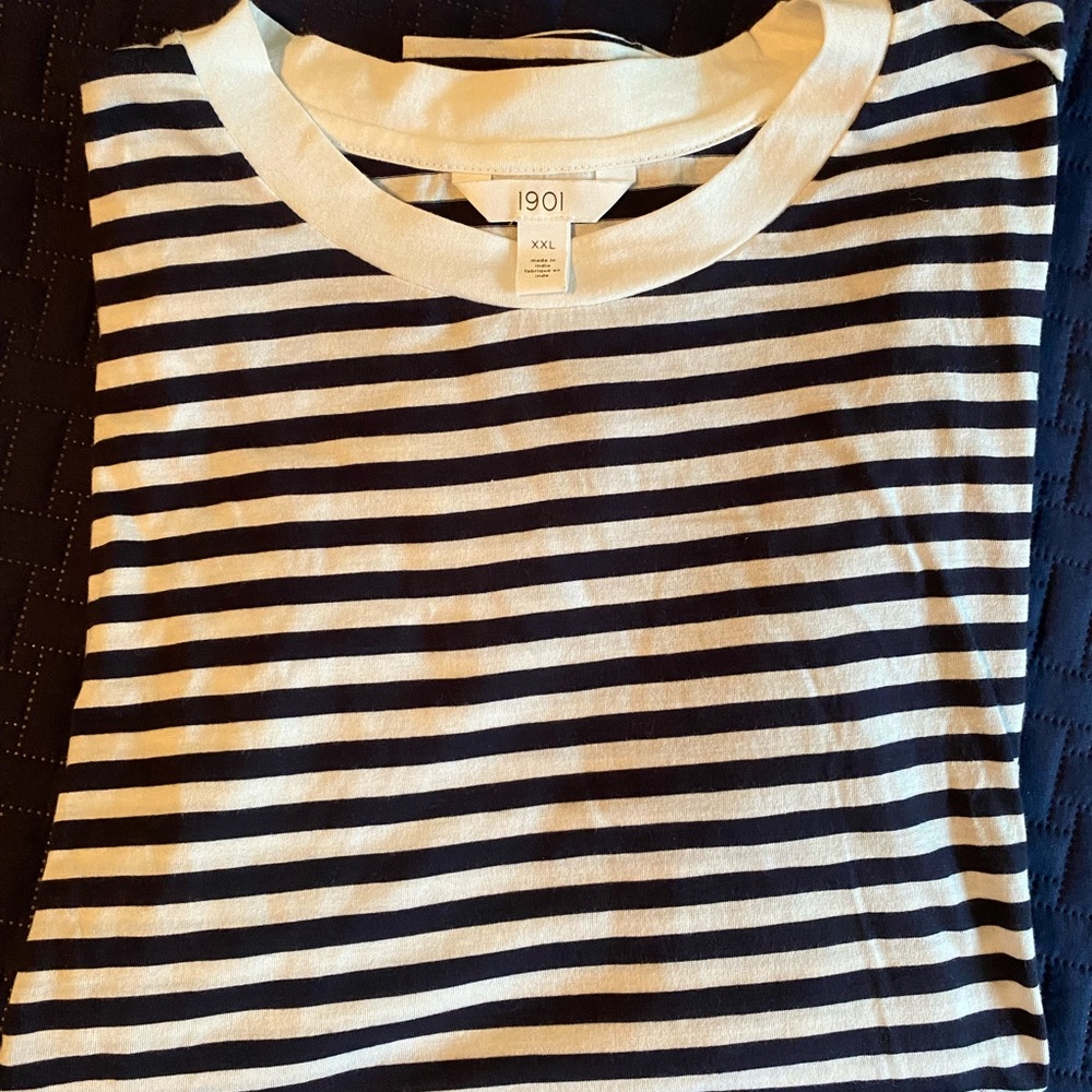 NWOT Nordstrom 1901 navy-white stripe top